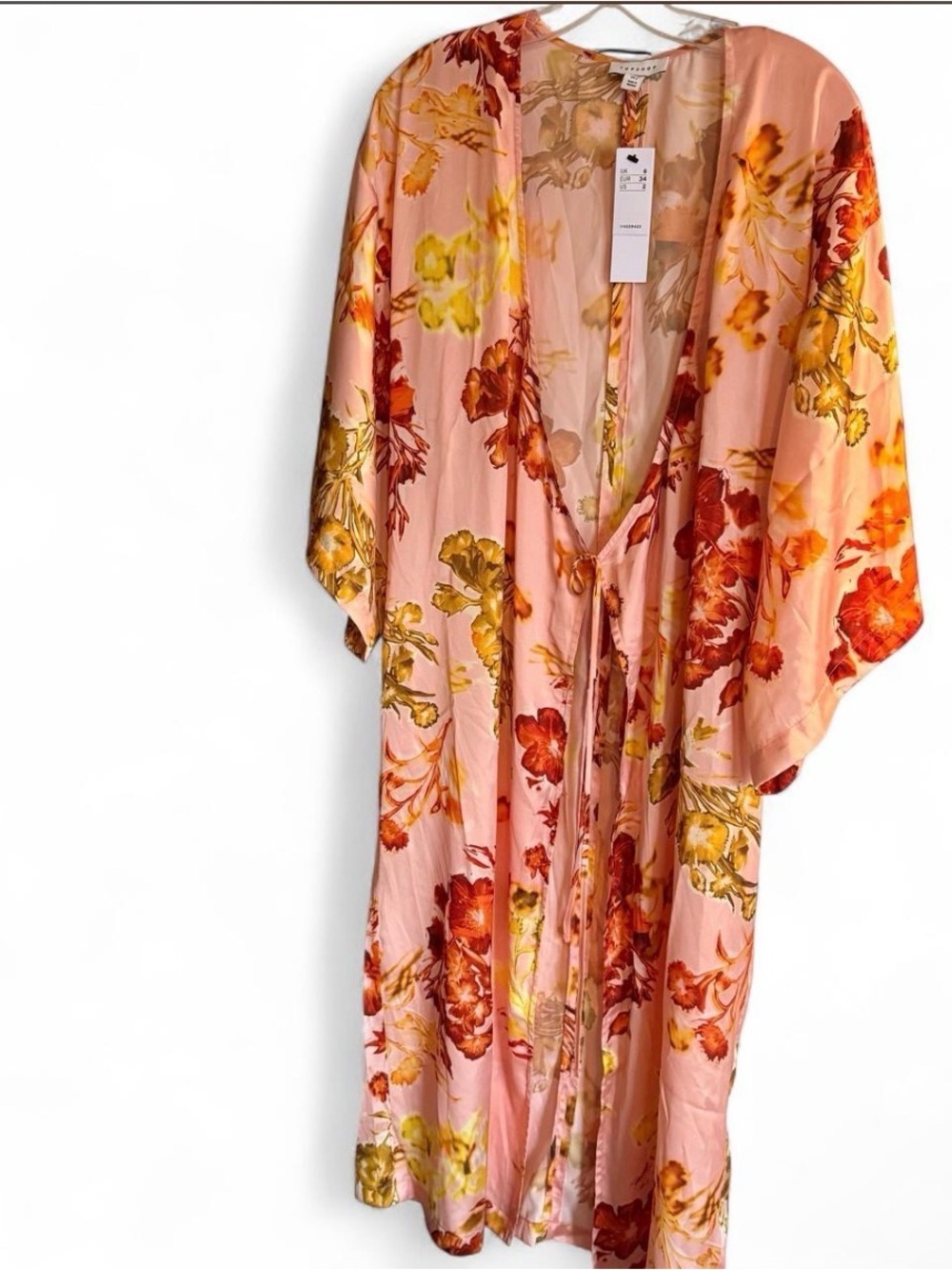 Topshop Pink Floral Kimono Duster US 2 NWT